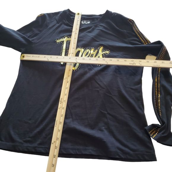 The License House Black Long Sleeve T Shirt Gold Rhinestone Tigers Size Medium - Picture 6 of 7